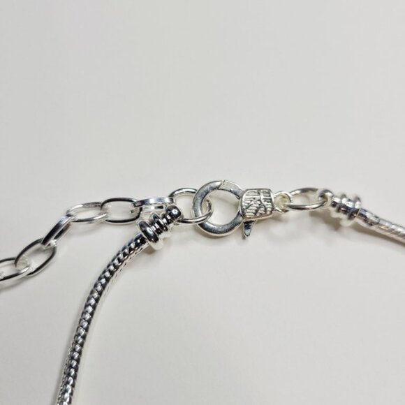 NWT Pandora Style Charm Bracelet Enameled Star Turtle Shells Pearl Silver Blue - Picture 5 of 6